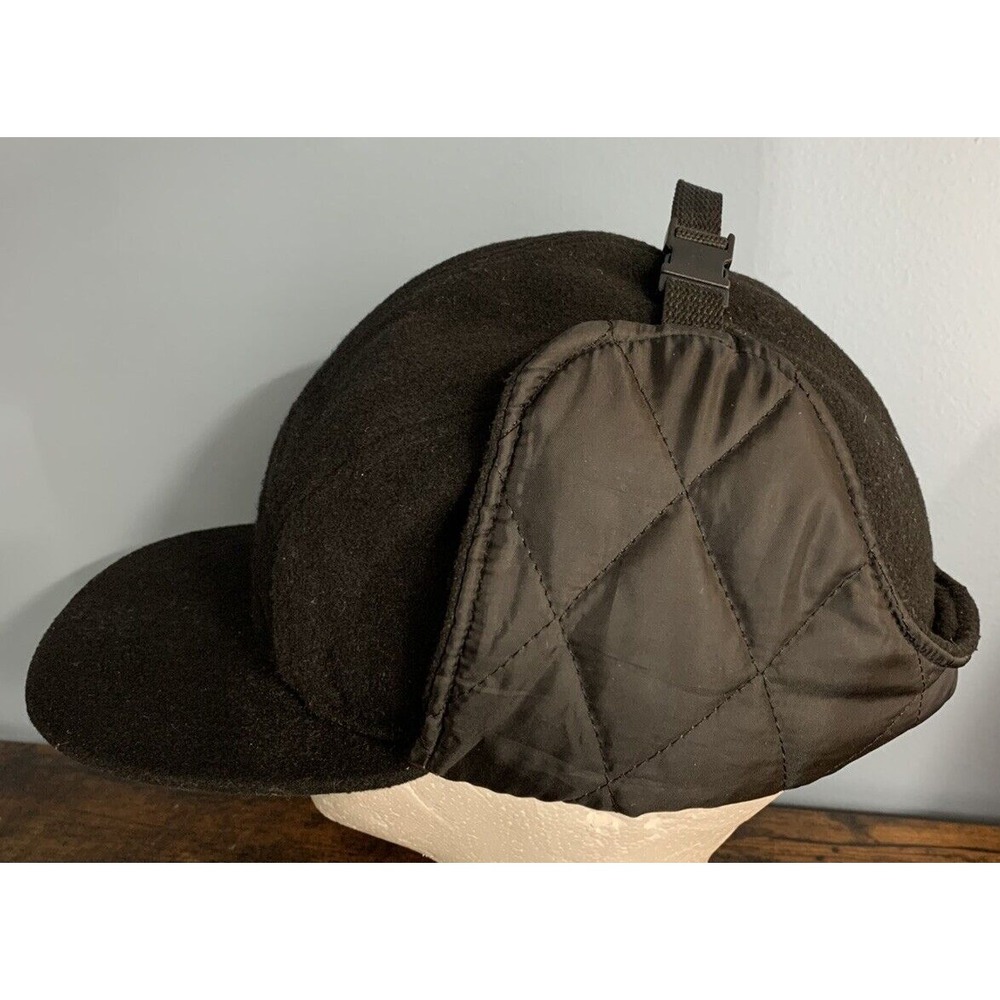 City Hunter USA Trapper Style Cap Ear Flaps Black Quilted Insulated